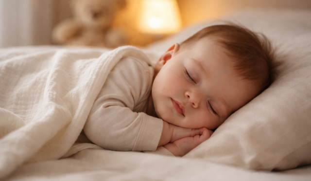 Uyuyan bebek ve sıcak ışık